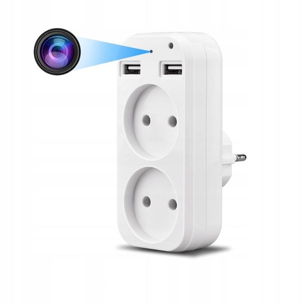 ﻿Ukryta Kamera mini Szpiegowska Rozgałęźnik Ładowarka FULL HD WIFI DVR-262