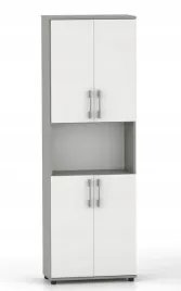 regal-biurowy-na-ksiazki-i-segragatory-g-80-4d-szara-z-bialymi-drzwiami
