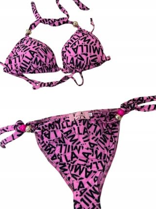 ﻿LA MILLA BIKINI KOSTIUM KĄPIELOWY PRINT LOGO RÓŻ XS/S