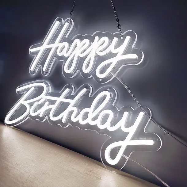 Duży  Neon led USB  na ścianę  Happy Birthday