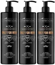 3szt-only-for-men-zel-do-mycia-twarzy-i-zarostu-oczyszczajacy-190g-bielenda