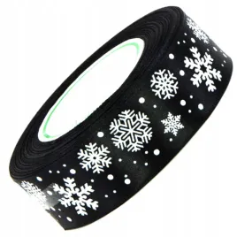 wstazka-nadruk-sniezynki-czarna-25mm-x-225m