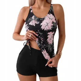 stroj-kapielowy-dwuczesciowy-damski-tankini-kwiatowy-wzor-czarne-szorty