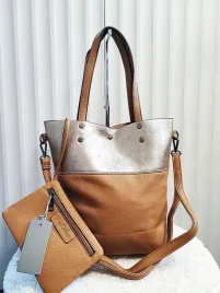 ines-delaure-torebka-shopper-ciemnobezowa-z-blyszczacym-z-portmonetka