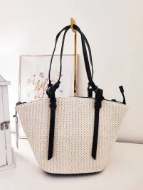 ines-delaure-torba-shopper-koszyk-ecru-z-czarnym