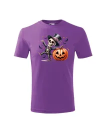 halloween-koszulka-dziecieca-tanczacy-szkielet-z-dynia-fioletowy-7-8-lat