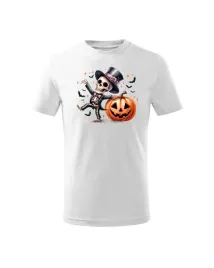 halloween-koszulka-dziecieca-tanczacy-szkielet-z-dynia-bialy-7-8-lat