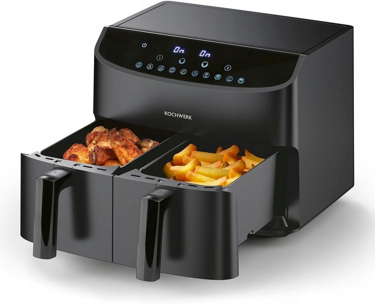 FRYTKOWNICA PODWÓJNA DWUKOMOROWA AIRFRYER CYFROWA XXXL 7L 2400W 10 PROGRAM
