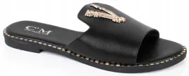 8859-czarne-skorzane-eleganckie-klapki-damskie-ozdoba-38