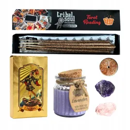 zestaw-zlote-karty-tarota-kadzidla-swieca-lawenda-ametyst-kwarc-rozowy