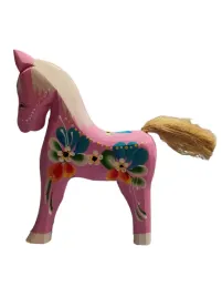 kon-drewniany-duzy-malowany-rozowy