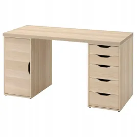 ikea-lagkapten-alex-biurko-140x60-cm-biala-bejca-imit-debu-bialy