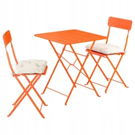 ikea-sundso-stol-i-2-skladane-krzesla-pomaranczowy-kuddarna-bezowy-65x65-cm