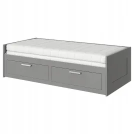 ikea-brimnes-lezanka-z-2-materacami-80x200-cm-szary-afjall-srednio-twardy