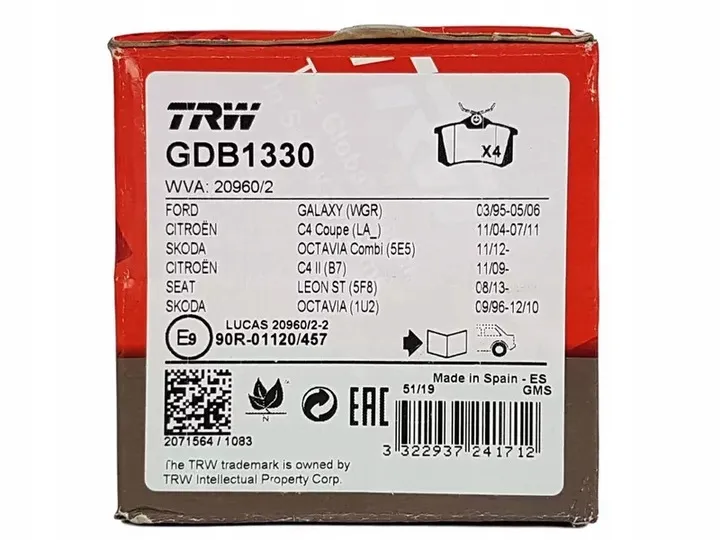 trw-klocki-hamulcowe-gdb1330-numer-katalogowy-czesci-gdb1330