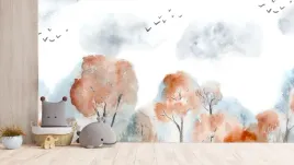 fototapeta-las-drzewa-malowany-chmurki-akwarela-290g