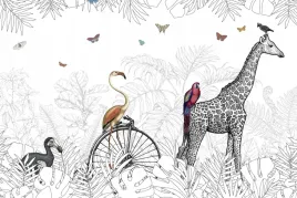 fototapeta-safari-tropiki-flaming-slon-zyrafa-motyle-dzungla-premium-290g