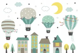 fototapeta-latajace-balony-nad-domami-do-pokoju-dzieciecego-jakosc-premium