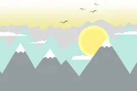 fototapeta-slonce-nad-gorami-chmurki-ptaki-do-pokoju-dzieciecego