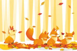 fototapeta-dla-dzieci-mlode-liski-bawiace-sie-w-lesie-290g