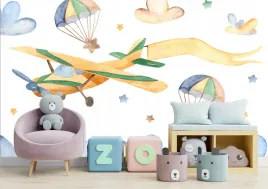 fototapeta-dla-dzieci-na-wymiar-samolot-i-spadjace-gwiazdy-nad-gorami-290g