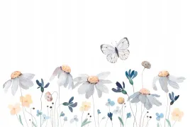 fototapeta-kwiaty-na-lace-rosliny-motyle-dla-dzieci-na-wymiar