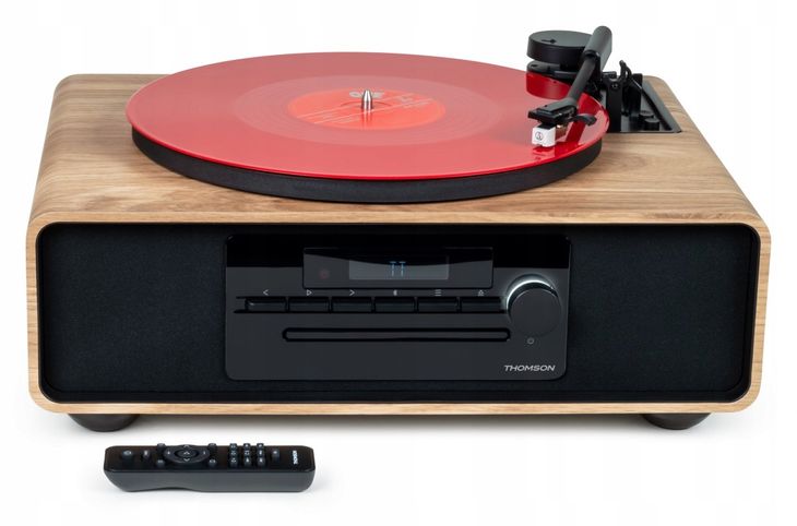 ﻿Gramofon z głośnikami Thomson MIC300TT Bluetooth 5.0 Radio FM CD/MP3