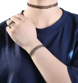 czarny-choker-naszyjnik-chocker-3szt-pierscionek-naszyjnik-zestaw-komplet