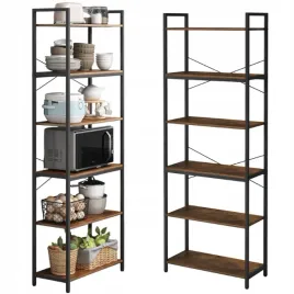 regal-polka-industrialny-stojacy-6-polek-drabinka-na-ksiazki-jasny-braz