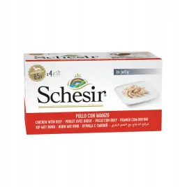 schesir-karma-mokra-multipack-dla-psa-kurczak-z-wolowina-w-galaretce-4x85g