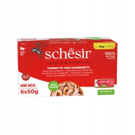 schesir-cb-mokra-karma-dla-kota-tunczyk-krewetki-w-galaretce-zestaw-6x50g