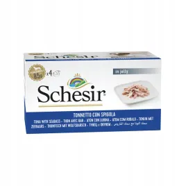 schesir-mokra-karma-dla-psa-tunczyk-z-okoniem-morskim-labraks-zestaw-4x85g