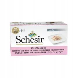 schesir-karma-mokra-multipack-dla-psa-kurczak-z-jagniecina-galarecie-4x85g