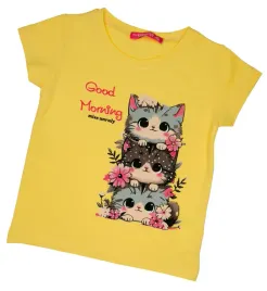 t-shirt-koszulka-dla-dziewczynki-kotki-zolty-cekiny-bawelna-r-110
