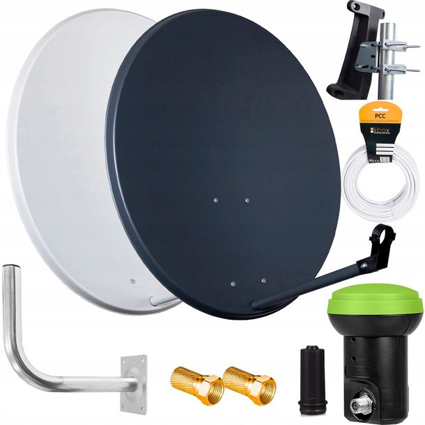 ANTENA CZASZA SATELITARNA TALERZ 80cm ZESTAW KONWERTER SINGLE 4K KABEL 25m