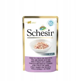schesir-karma-mokra-dla-kotow-tunczyk-z-kurczakiem-i-szynka-w-galarecie-50g