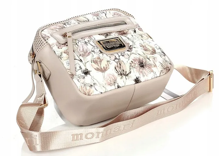 monnari-cudowna-bezowa-pakowna-pikowana-listonoszka-w-kwiaty-logo-pasek-rozmiar-uniwersalny