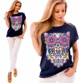 wygodna-luzna-bluzka-damska-t-shirt-nadruk-sowa