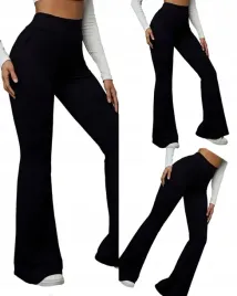 eleganckie-spodnie-damskie-elastyczne-legginsy-czarne-dzwony-klasyczne