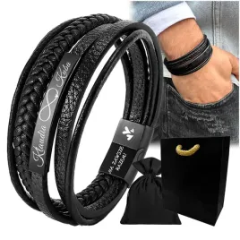 bransoletka-meska-z-grawerem-skorzana-czarna-stal-316-prezent-grawer-gratis