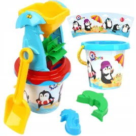 zestaw-do-wody-piasku-wiaderko-wiadro-pingwin-lopatka-foremki-ruchome-kolo