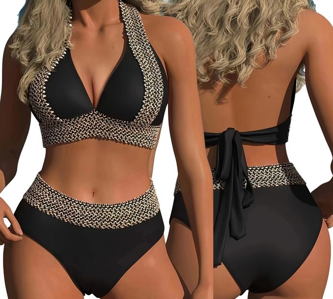 ﻿STRÓJ KĄPIELOWY DWUCZĘSCIOWY WYSZCZUPLAJĄCY BIKINI BIUSTONOSZ FIGI MODNY XL