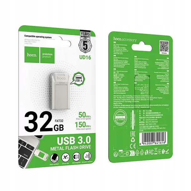 hoco-pendrive-usb-a-usb-c-ud16-32gb-usb3-0-kolor-srebrny