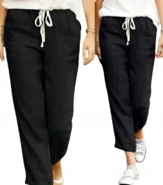 spodnie-lniane-damskie-czarne-gumka-w-pasie-prosta-nogawka-l-xl