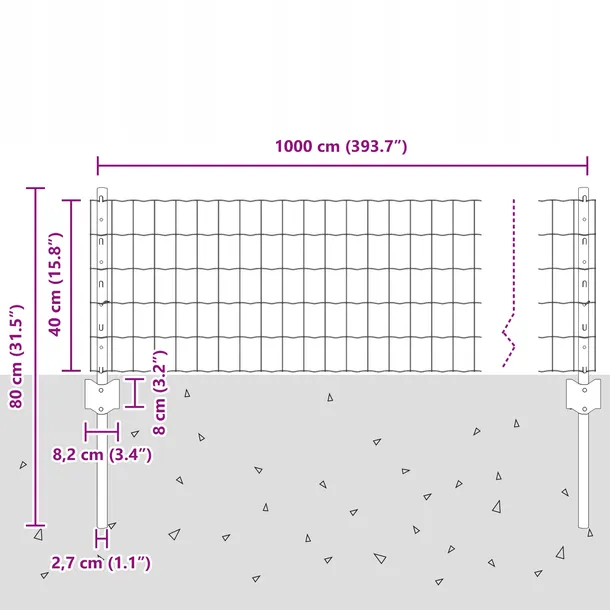 plot-z-5-slupkami-szary-04x10-m-stalowy-stan-nowy-wysokosc-0-4-m