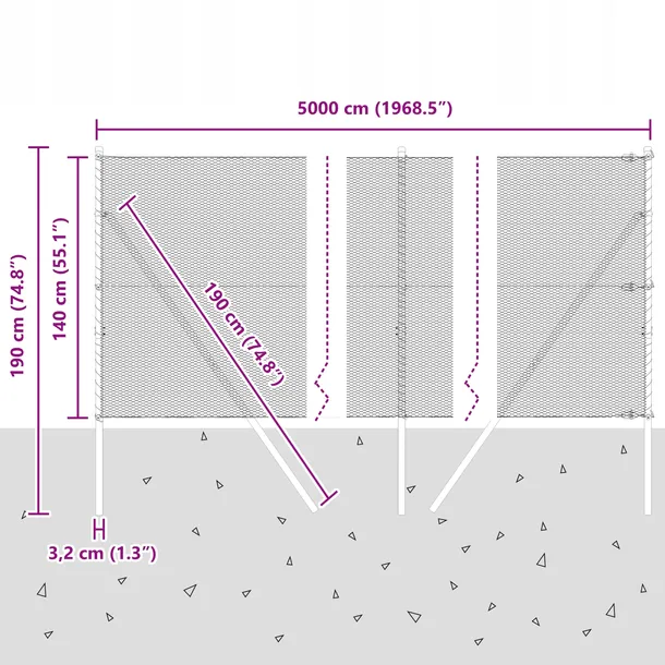plot-heksagonalny-szary-1-4x50-m-stal-stan-nowy-producent-vidaxl