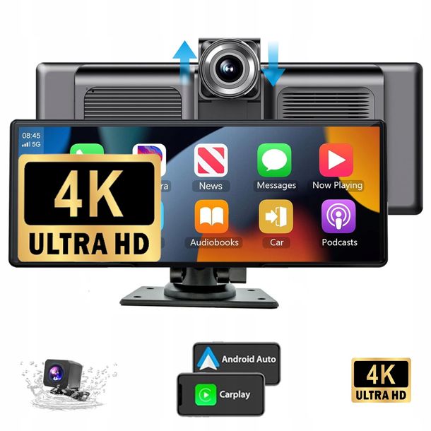 Stacja Ekran Monitor Nawigacja Rejestrator 4K Kamera Android Auto CarPlay