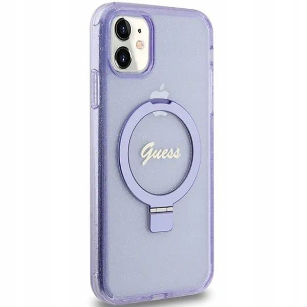 guess-etui-hardcase-do-iphone-11-xr-6-1-ring-stand-script-glitter-kolor-fioletowy