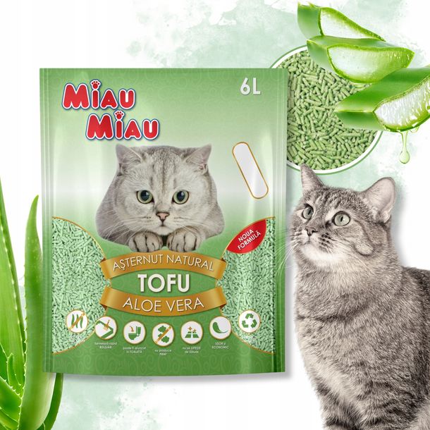 ﻿MIAU MIAU - ŻWIREK TOFU Z ZAPACHEM ALOE VERA 6L