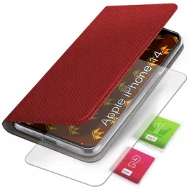 etui-z-klapka-do-apple-iphone-13-14-czerwone-zamykane-magnetyczne-szklo